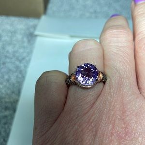 Worn once Le Vian 14kt rose gold amethyst and diamond ring size 7
